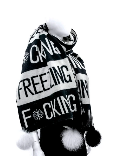 F*cking Freezing Knitted Scarf [Black/White-SCIM25]