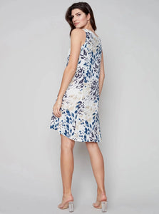 Printed Sleeveless Linen Dress [Bloom-C3154]