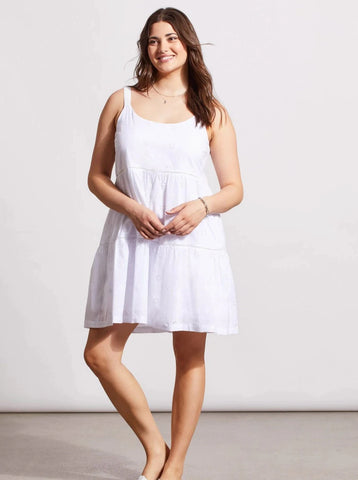 Sleeveless Tiered Dress With Lining [White-1668O]