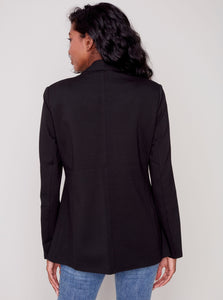 Solid Knit Blazer Jacket [Black-C6275]
