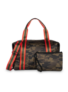 Haute Shore Morgan Weekender Bag in Jet/Soho green camo red olive and black straps