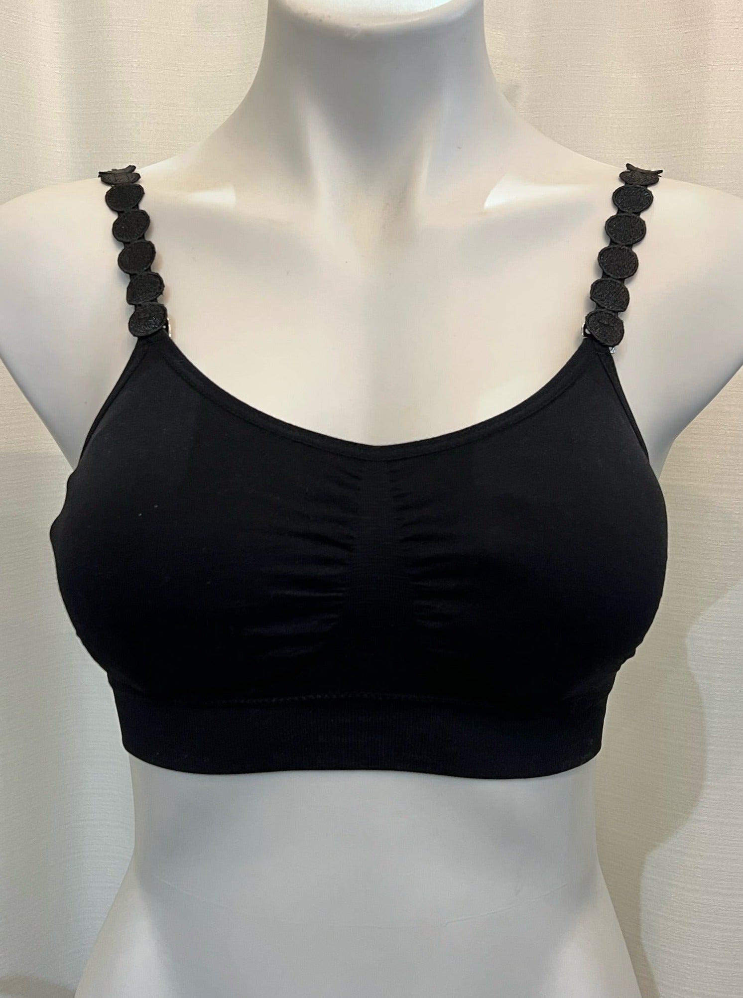 StrapITS adjustable strap bra with black circle straps