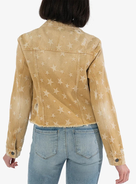 Julia Crop Jacket With Drop Shoulder F [Khaki With Stars-KJ1603MA1]