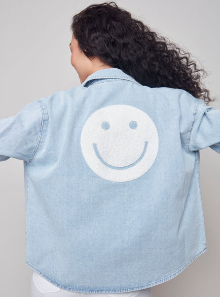 Smiley Face Back Jacket [Blue-C6234]