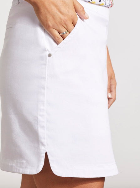 Pull on Skort with Rounded Slits [White-1374O]