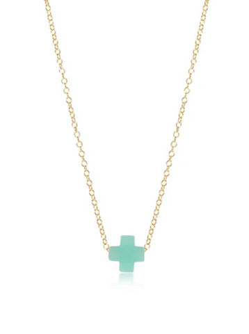 16" Necklace Gold-Signature Cross Mint [N16GSCMIN]