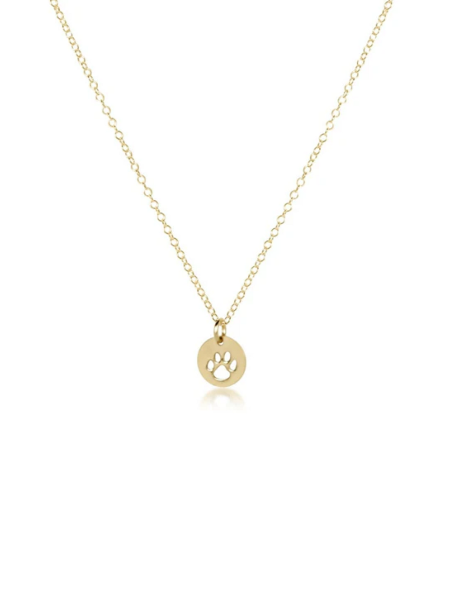 16" Necklace Gold Paw Print Small Gold Disc [N16GPPSMGD]