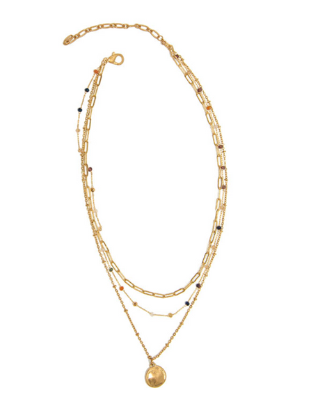 16" 3 Gold Multi Neutral Necklace [338-213NG]