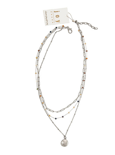 16" 3 Silver Multi Neutral Necklace [338-213NS]