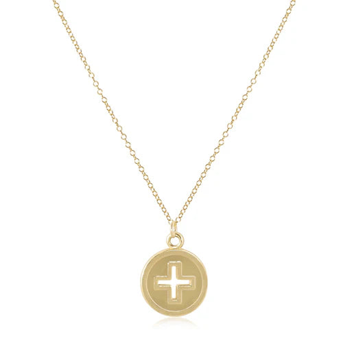 16" Necklace Gold Signature Cross Gold Disc [N16GSCGD]