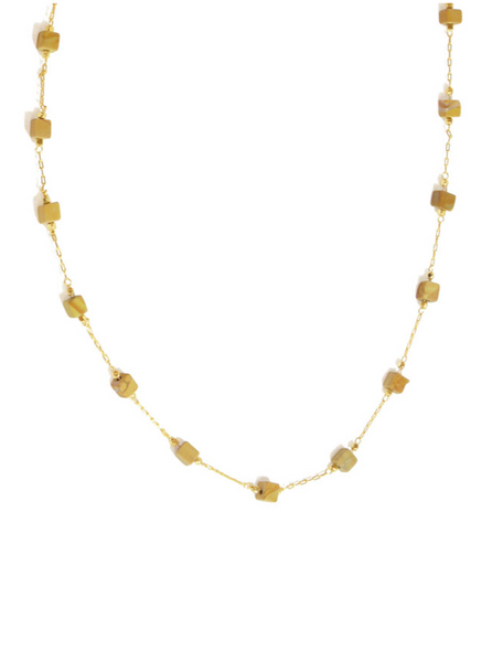17" Gold Space Grey Stone Necklace [335-167NG]
