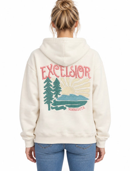 Excelsior Minnesota Full Embroidery Hoodie [White]