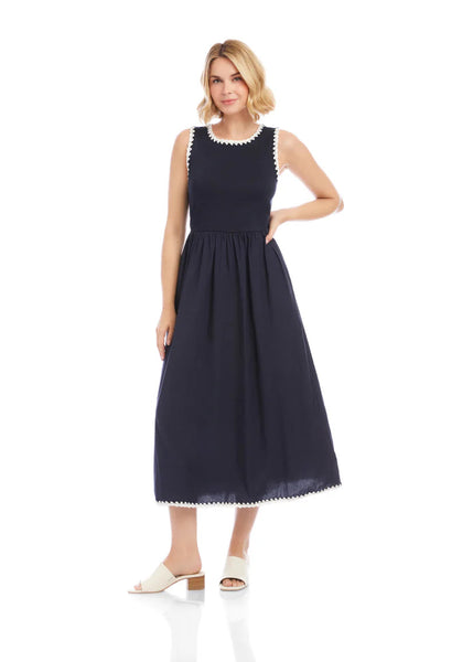 Edge Stitched Midi Dress [Navy-1L46800]