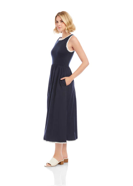 Edge Stitched Midi Dress [Navy-1L46800]