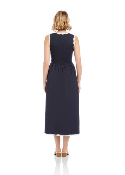 Edge Stitched Midi Dress [Navy-1L46800]
