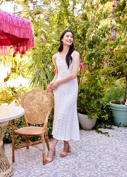 Crochet Midi Dress[Off White-1L70246]