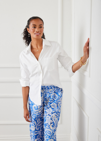 Ruched Sleeve Shirt [WHT-1L70253]