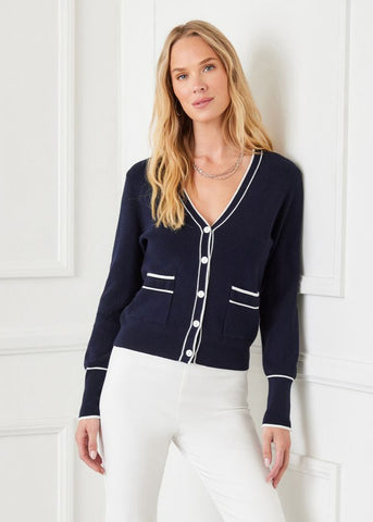 Cardigan Sweater [Navy/Off White-1L89899]