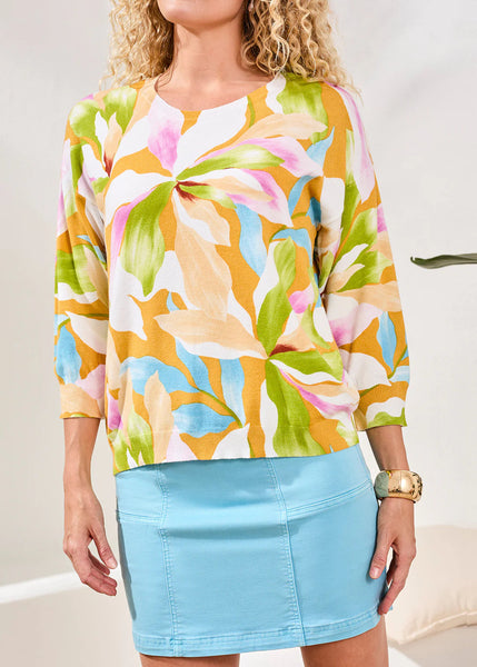 3/4 Sleeve Crewneck Sweater [Wisteria-2175O]