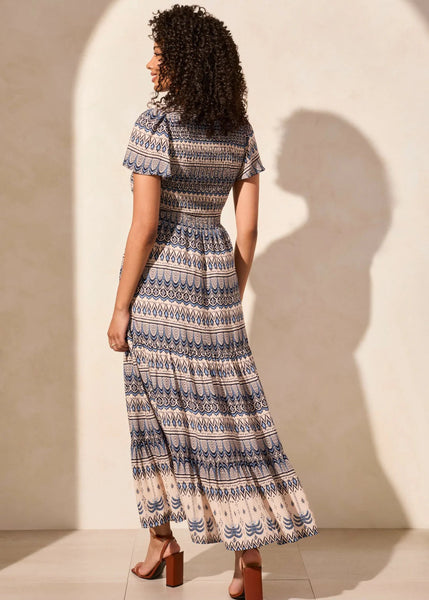 Lined Ruched Maxi Dress [Scuba Blue-2226O]