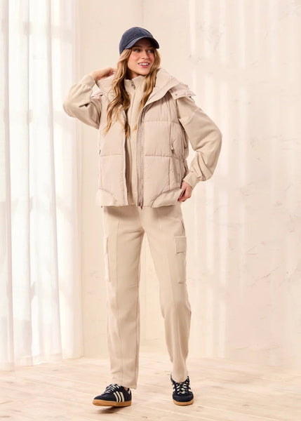 Quilted Vest Removable Hood [Sand Dune-2247O]