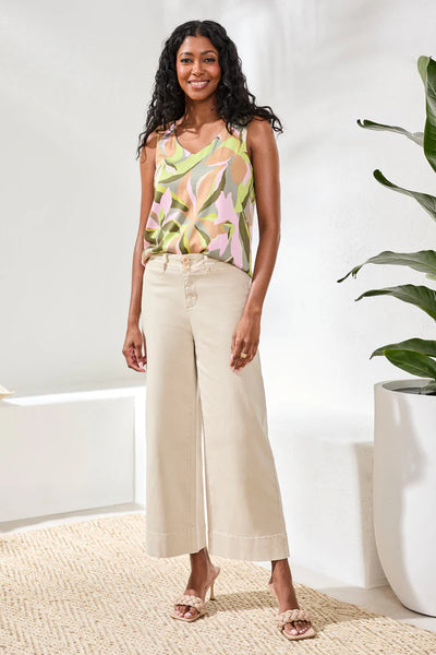 High Rise Fly Front Palazzo [Canvas-2304O]