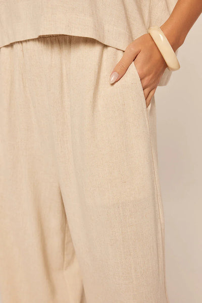LINEN JUSTYNE PANT [Khaki-L10741]