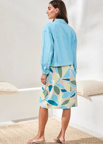 Long Sleeve Button Front Jacket [Aqua Sky-3075O]