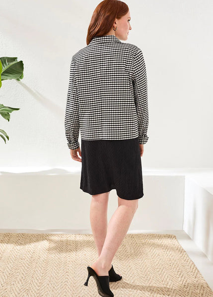 Button Front Jacket W Pockets [Black-3105O]
