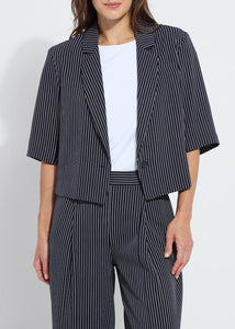 Clarette Cropped Short Sleeve Blazer [Stripe-24-3520-M4]