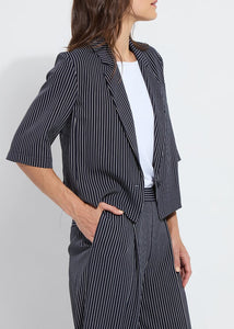Clarette Cropped Short Sleeve Blazer [Stripe-24-3520-M4]