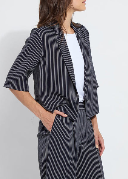 Clarette Cropped Short Sleeve Blazer [Stripe-24-3520-M4]