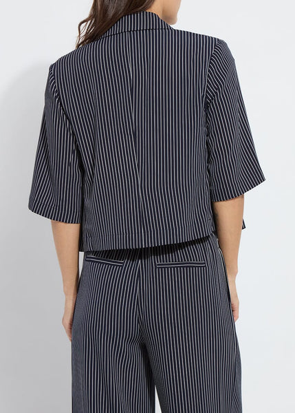 Clarette Cropped Short Sleeve Blazer [Stripe-24-3520-M4]
