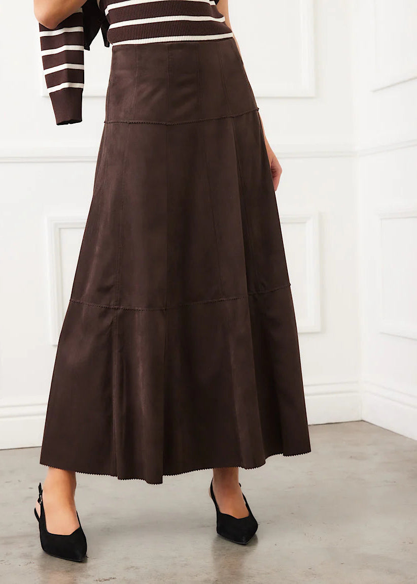 Faux Suede Skirt [Brown-3L35300]