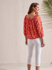 3/4 Sleeve Peasant Top [Rasp-1757O]