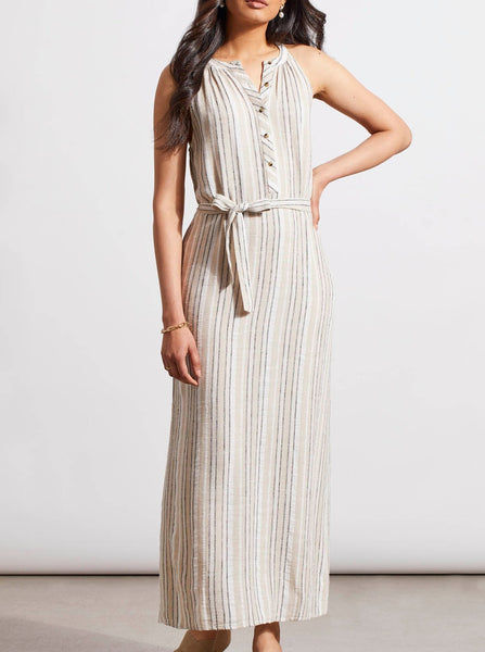 Halter Maxi Dress W Removable Sash [French Oak-5387O]