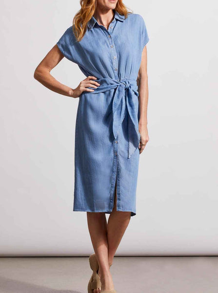 Shirt Dress W Front Wrap [Tide Blue-5417O]