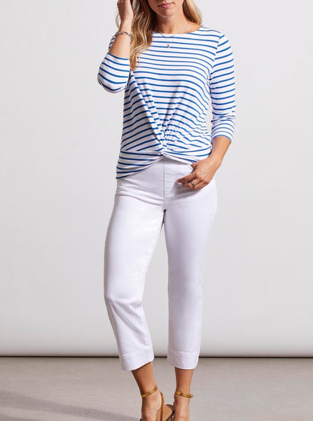 3/4 Sleeve Boatneck Top [Blue Bay-5496O]