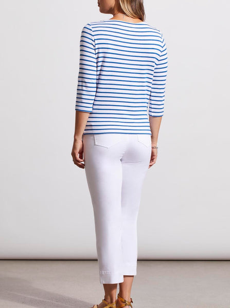 3/4 Sleeve Boatneck Top [Blue Bay-5496O]