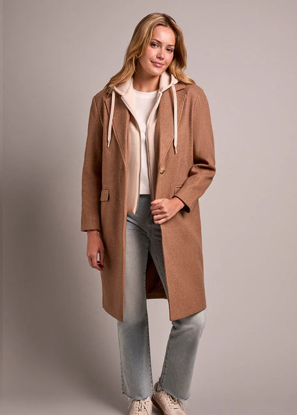 Car Coat W Fooler Hoodie [Biscotti-5942O]