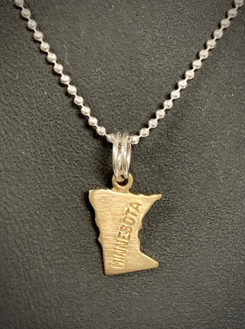 Minnesota State Charm Necklace [Gold Fill Chain/Brass Charm]