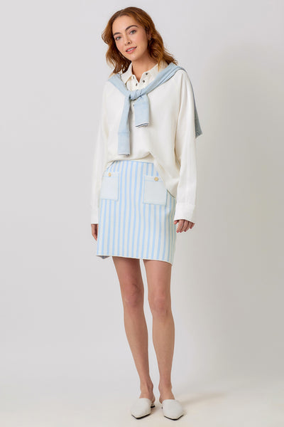 Button Up Collar Terry Top [Off White-60920]