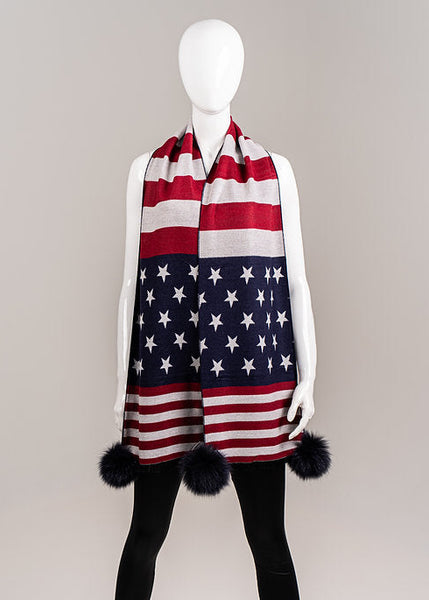 USA Flag Narrow Woven Scarf [SCBZ03-Navy-BFOX-NVYF-OSZ]]
