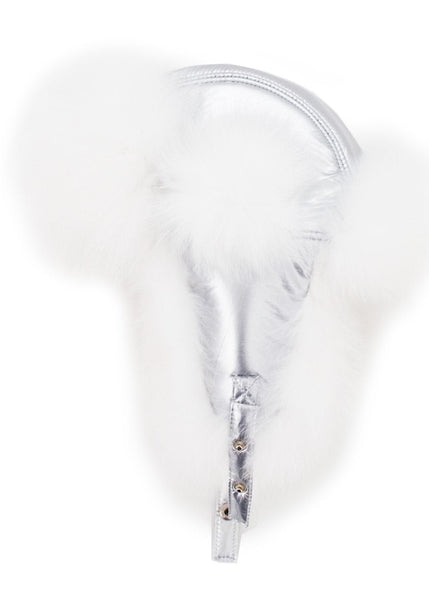 Trooper Hat Lined With White Fox Fur [Silver-HTHL03]
