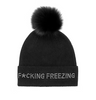 Black F*cking Freezing Hat With Fox Pom [HTIM53-BLCK-BFOX-BLKF-OSZ]