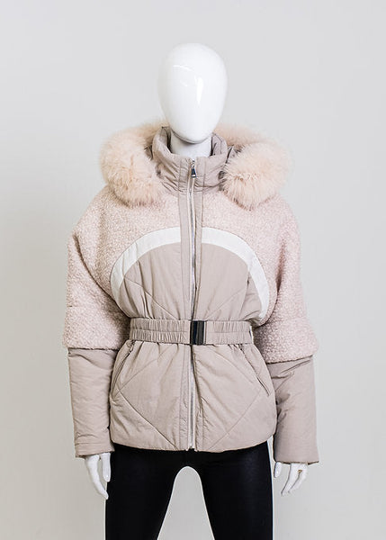 Pearl Mixed Fabric Jacket Fox Trim [JKYM06-PERL-WFOX-PRLF]