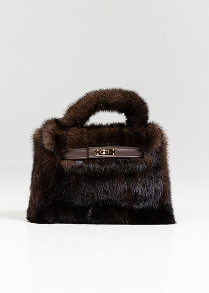 Mahogany Mink Bag With Crossbody Chain and Leather Details [BGLY01-MHGY-MINK-MHMG-OSZ]