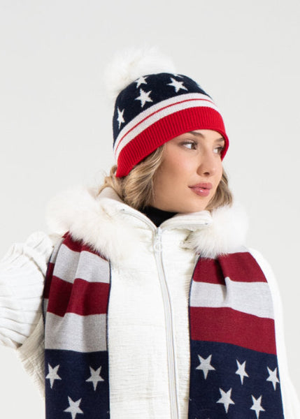 Usa Flag Beanie [HTA157-NAVY-WFOX-WHTF-OSZ]