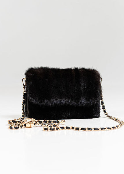 Mahogany Mink Crossbody Clutch With Chain and Leather [BGLY02-MHGY-MINK-MHMG-OSZ]