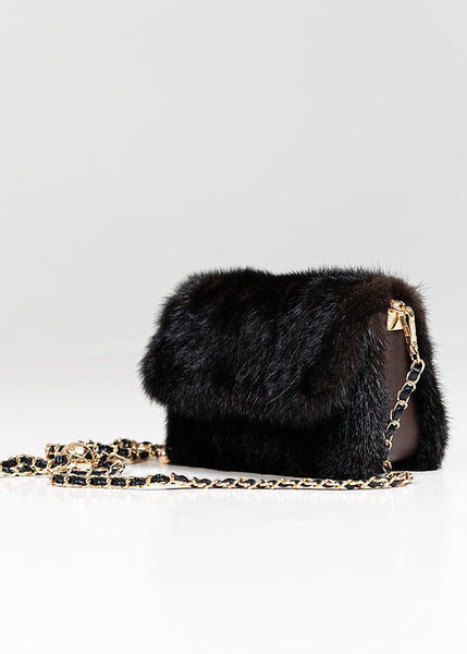 Mahogany Mink Crossbody Clutch With Chain and Leather [BGLY02-MHGY-MINK-MHMG-OSZ]